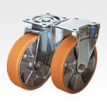 Steel plate swivel and fixed castors with Extrathane® tread, medium load version