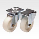 Steel plate swivel and fixed castors with polyamide wheels, heavy duty version, plain and ball bearings