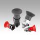 Indexing plungers, steel or stainless steel, short version with plastic mushroom grip