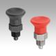 Indexing plungers, steel or stainless steel, short version with plastic mushroom grip, no locking slot or locknut