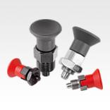 Indexing plungers, steel or stainless steel, short version with plastic mushroom grip