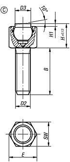 Pendelauflagen verstellbar, mit O-Ring Form C, Stahlkugel abgeflacht, plan