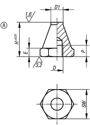 Auflagebolzen, Form A Planfläche