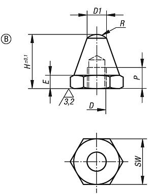 Auflagebolzen, Form B Kugelfläche