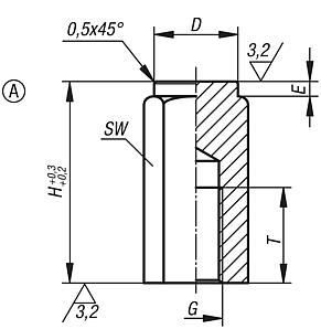 Vorrichtungsfüße mit Innengewinde, Form A Planfläche gehärtet