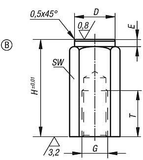 Vorrichtungsfüße mit Innengewinde, Form B Planfläche geschliffen und gehärtet