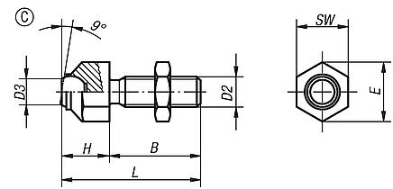 Pendelauflagen verstellbar Form C, Kugel abgeflacht, plan