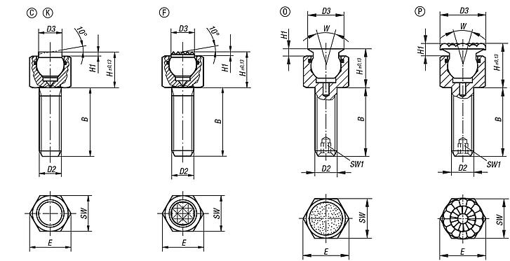 Pendelauflagen verstellbar mit O-Ring