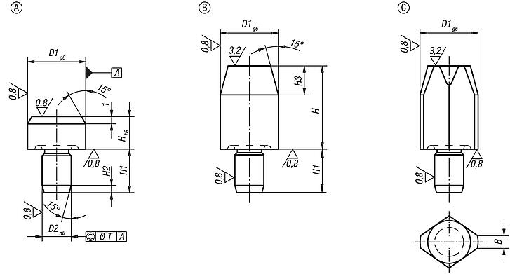 Locating pins and rest pads DIN 6321