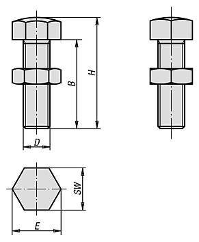 Auflagebolzen Stahl oder Messing, Kopf abgerundet