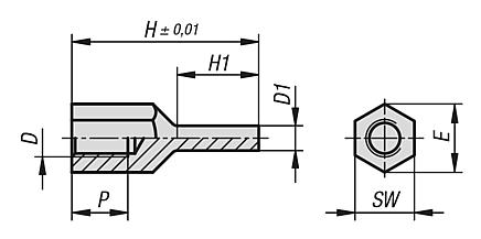 Auflagebolzen Stiftform mit Innengewinde