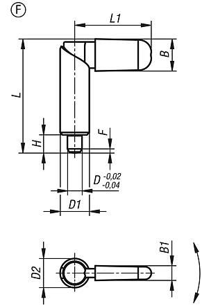 Sperrriegel, Form F, mit Riegelkappe