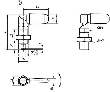 Cam-action indexing plunger,
with hexagon, Form D