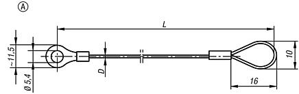 Halteseile Form A, mit Öse und Quetschkabelschuh