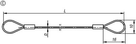 Halteseile Form C, beidseitig mit Öse