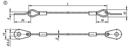 Retaining cable Form E, with strap