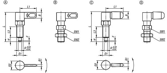 Cam-action indexing plungers, steel with internal guide