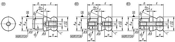 Locating pins with ball-end Form B