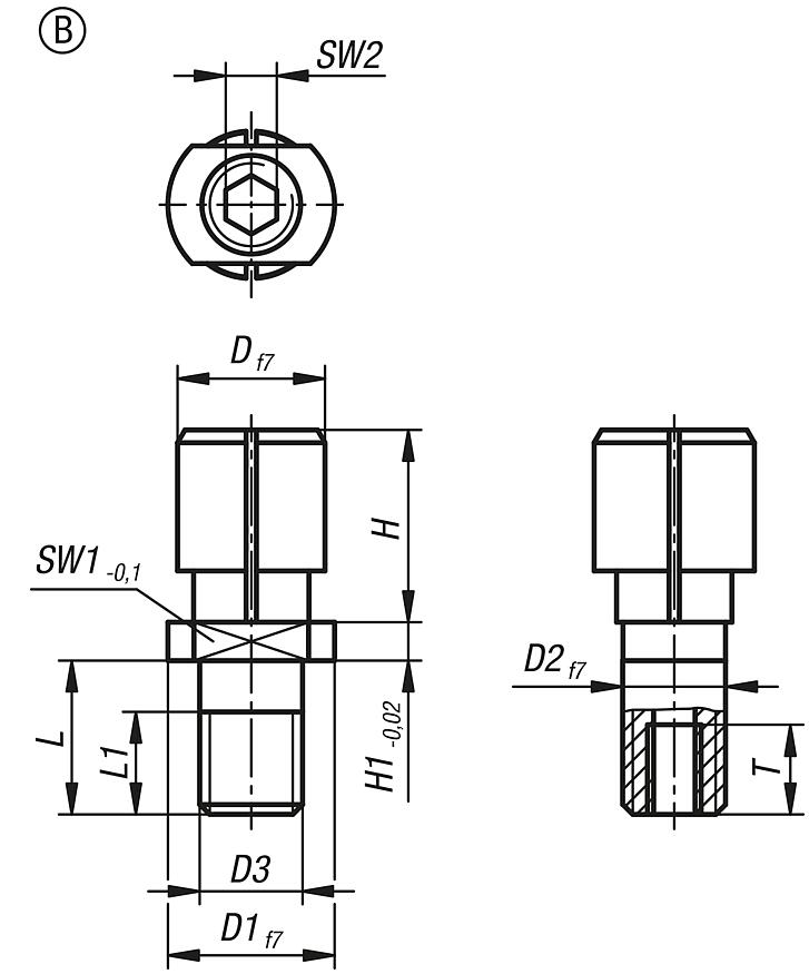 Mandrel collets for small bores, Form B