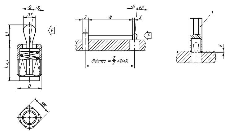 Lateral spring plungerswith threaded sleeve