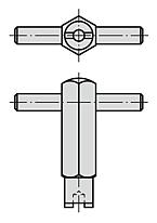 Federnde Druckstücke mit Innensechskant und Druckstift, Stahl