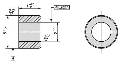 Bush, cylindrical, steel or stainless steel, for Premium indexing plunger