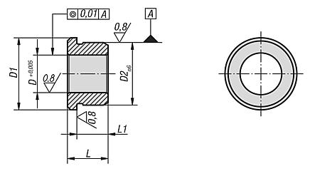 Bush, cylindrical, steel, for precision indexing plunger