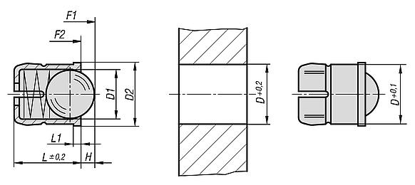 Spring plungers smooth version, self-clamping, plastic