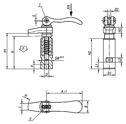 Hook clamps with collar and cam lever