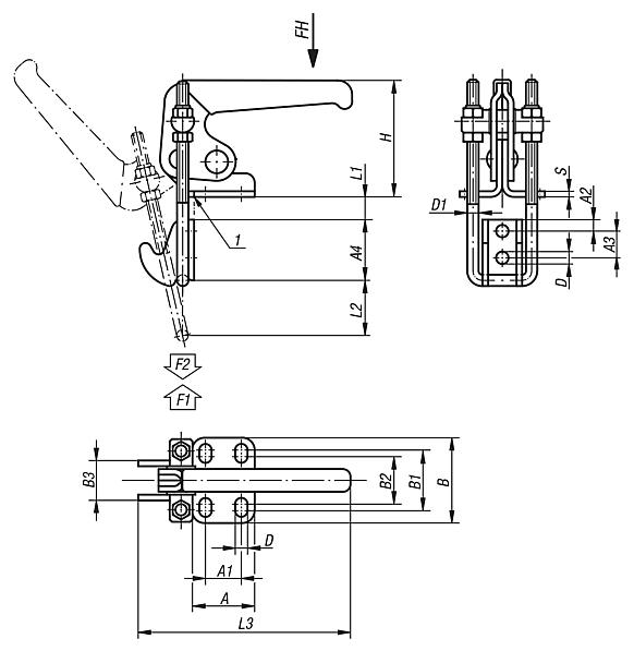 Bügelspanner vertikal mit Gegenhalter