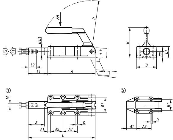 Schubstangenspanner schwere Ausführung mit Handgriff