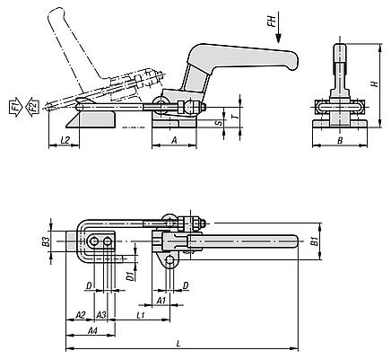 Latch clamps horizontal heavy-duty with catch plate