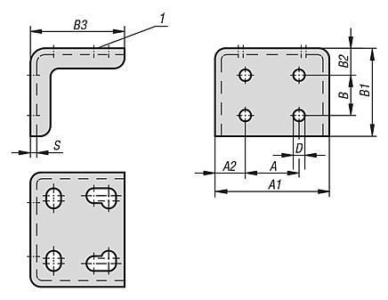 Angle bracket electro zinc-plated and passivated steel