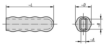 Plastic handles, round with square adapter, orange