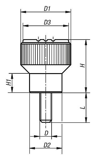 Rändelknöpfe mit Außengewinde