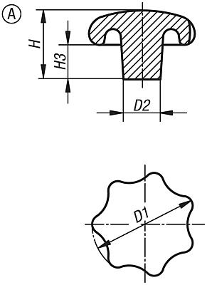 Sterngriffe ähnlich DIN 6336 aus Aluminium, Form A, Rohling