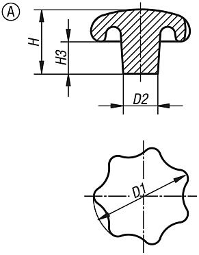 Sterngriffe DIN 6336 aus Grauguss, Form A, Rohling