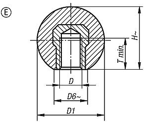 Kugelknöpfe Thermoplast DIN 319 erweitert, Form E, mit Gewindebuchse