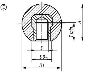 Kugelknöpfe Thermoplast DIN 319 erweitert, Form E, mit Gewindebuchse