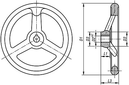 Handräder DIN 950 aus Grauguss, ohne Ballengriff