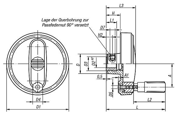 Handräder mit Zylindergriff drehbar