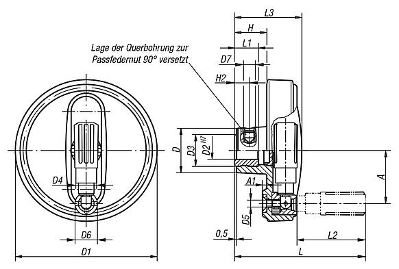 Handräder mit Zylindergriff umlegbar