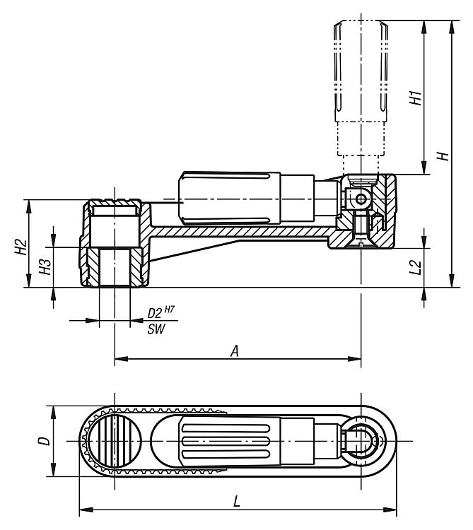 BLOHM Crank handles plastic with folddown grip