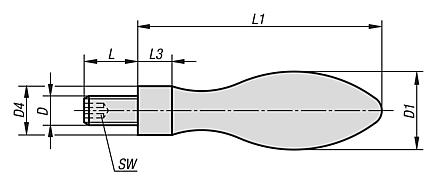 Ballengriffe feststehend DIN 39 Form E, aus Aluminium