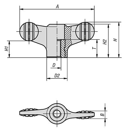 Wing grips tapped through