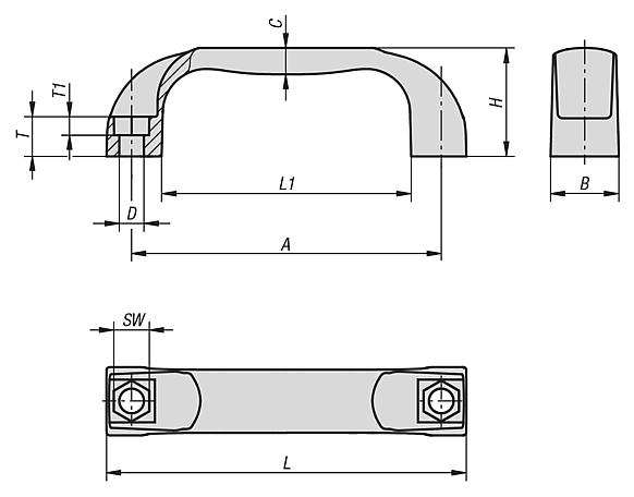 Pull handles, plastic