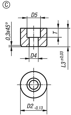 Einsätze rund mit Senkbohrung, Form C