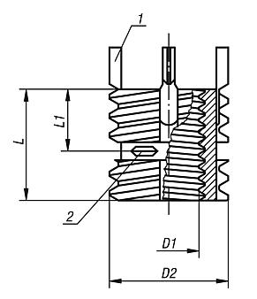 Threaded inserts reinforcedinternal thread, self-locking