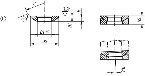 Kugelscheiben, Form C DIN 6319, Ausgabe 10/01