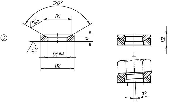 Kegelpfannen Form D DIN 6319, Ausgabe 10/01